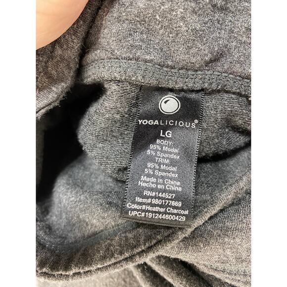Yogalicious Split Mock Neck Gray Sweatshirt Size L Super Soft - Picture 4 of 4